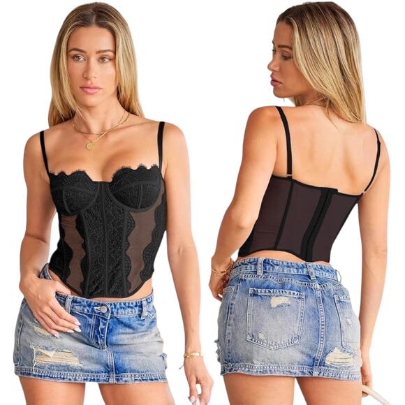 Dealmore Corset Lace Mesh Black Medium 8/10 - Picture 1 of 8